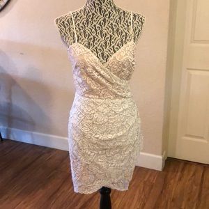 Lush NWT white and nude lace bodycon dress